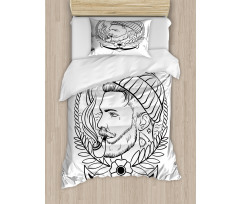 Outline Sailor with Pipe Duvet Cover Set