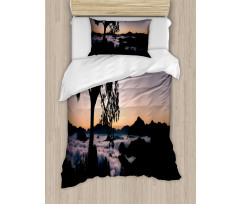 Fog Fill Valley Sunset Duvet Cover Set