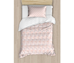 Peachy Feminine Theme Flower Duvet Cover Set