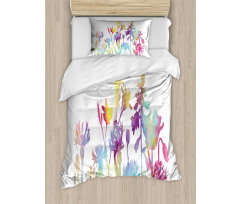 Colorful Ombre Floral Art Duvet Cover Set