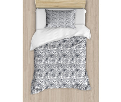 Monochrome Poppy Sketch Art Duvet Cover Set