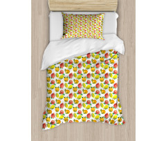 Watercolor Citrus Pomegranate Duvet Cover Set