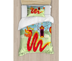 Chinese Pavilion Duvet Cover Set