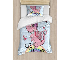 Magic Dragon on a Rainbow Duvet Cover Set