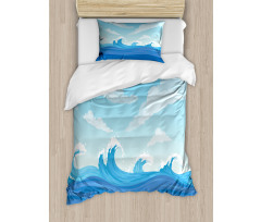 Blue Tones Ocean Illustration Duvet Cover Set