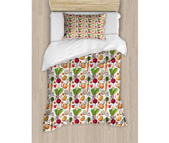 Sketchy Painted Foods Duvet Cover Set