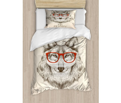 Hipster Wolf Be Smart Duvet Cover Set