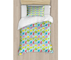 Colorful Seaweed Coral Duvet Cover Set