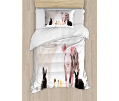 Ducks Pig Goat Bunnies Duvet Cover Set