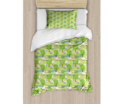 Cartoon Sheep in Forest Duvet Cover Set