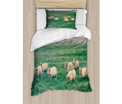 Sheep Grazing on Grass Duvet Cover Set