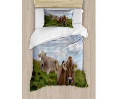 Resting Cows and Sky Duvet Cover Set