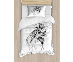 Rooster Head Portrait Duvet Cover Set