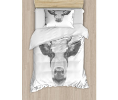 Sketch Portrait of Cow Duvet Cover Set