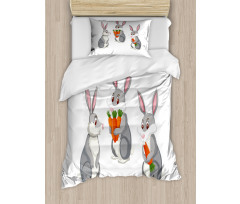 Funny Rabbit Cartoon Duvet Cover Set