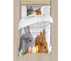 2 Rabbits with Eggs Duvet Cover Set