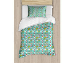 Happy Noel Penguins Gifts Duvet Cover Set