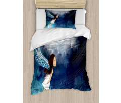 Magical Winged Girl in Sky Duvet Cover Set