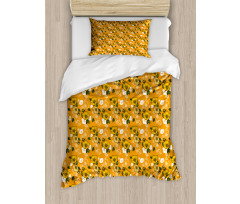 Orange Tones Spring Blossom Duvet Cover Set