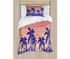 Palm Tree Toucan Sunset Art Duvet Cover Set