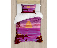 Retro Style Cartoon Beach Duvet Cover Set