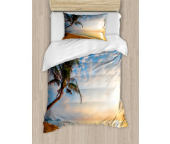 Exotic Sandy Beach Palm Tree Duvet Cover Set