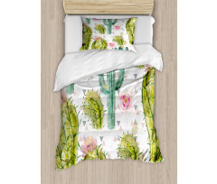 Watercolor Exotic Cactus Duvet Cover Set