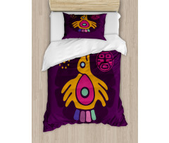 Symbolic Bird and Stamp Art Duvet Cover Set