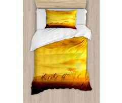 Dramatic Sunset Giraffes Duvet Cover Set