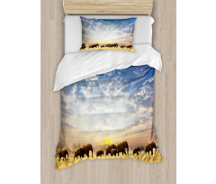 Wild Elephants Herd Duvet Cover Set