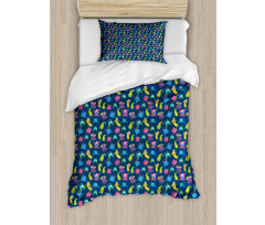 Funny Monsters Making Faces Duvet Cover Set