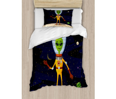 Funny Creature in a Spacesuit Duvet Cover Set