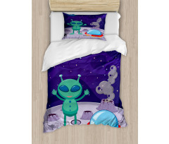 Vertical Shot Space Setting Duvet Cover Set