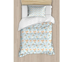 Fall Leaves Mushrooms Duvet Cover Set