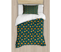 Petal and Buds on Polka Dots Duvet Cover Set