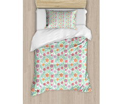 Doodle Flowers Leafy Duvet Cover Set