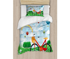 Spring Landscape with Bike Duvet Cover Set