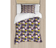 Modern Stripe and Squares Duvet Cover Set