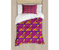 Cartoon Cheerful Flowers Duvet Cover Set