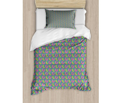 Retro Overlap Motif Duvet Cover Set