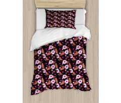 Vintage Exotic Flowers Duvet Cover Set