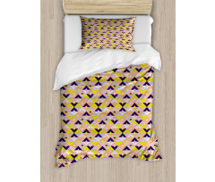 Triangle Diagonal Squares Duvet Cover Set