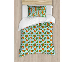 Mandarin Fruit and Leaves Duvet Cover Set