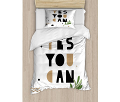 Encouraging Phrase Leaf Duvet Cover Set