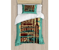 Wine Grapes Types Bottle Duvet Cover Set