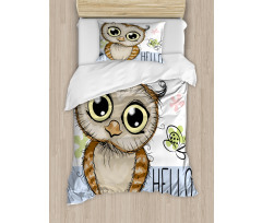 Cartoon Butterfly Hello Duvet Cover Set