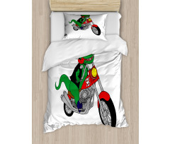 Funny Rider T-rex Duvet Cover Set