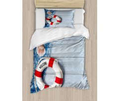 Fishing Net Wood Seashell Duvet Cover Set