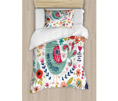 Ornate Bird and Flowers Duvet Cover Set