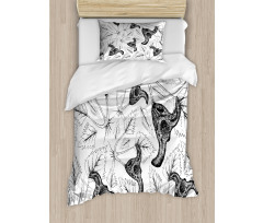 Leaves and Water Caltrop Duvet Cover Set